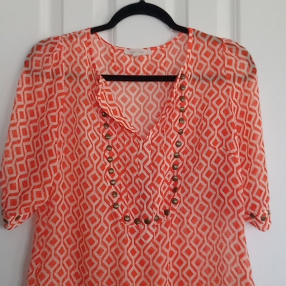 41 Hawthorn Geometric Orange Blouse - Picture 2 of 6